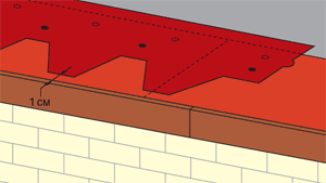 монтаж первого ряда черепицы