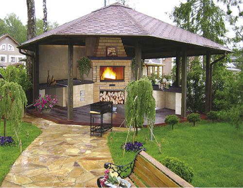 конструкция беседки с мангалом
