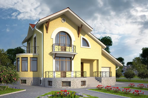 Внешний вид дома из пенобетонных блоков