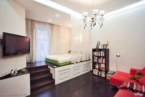 Фото подиума в однокомнатной квартире