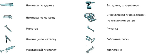 инструменты для монтажа композитной кровли