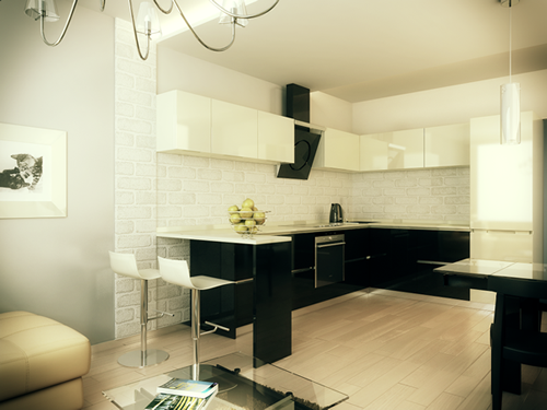 кухня совмещенная с гостиной барной стойкой