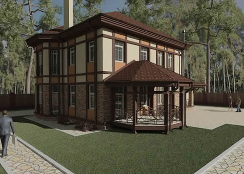 Наружная отделка фасада под фахверк