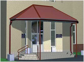 монтаж навеса из металлочерепицы