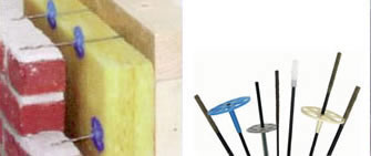 Крепление облицовочного кирпича к пеноблоку при помощи спиральных гвоздей