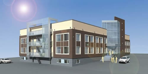 Более наглядную презентацию экстерьера здания дают приложенные перспективные изображения