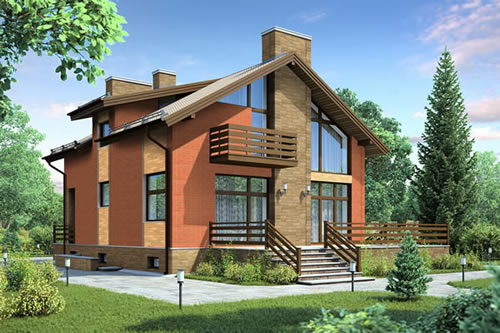 Применение кирпича разных расцветок для облицовки фасада