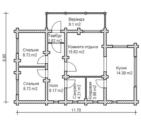 Проект дома из окоренного бревна