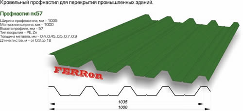 Кровельный профнастил ПК-57