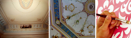 Расписные потолки в деревянном срубе