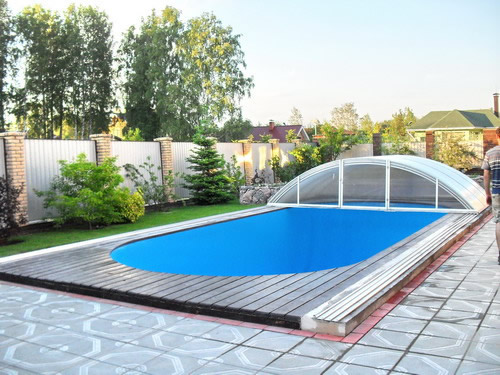 сдвижная крыша бассейна