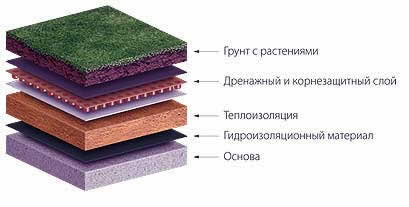 основные слои озеленения крыши