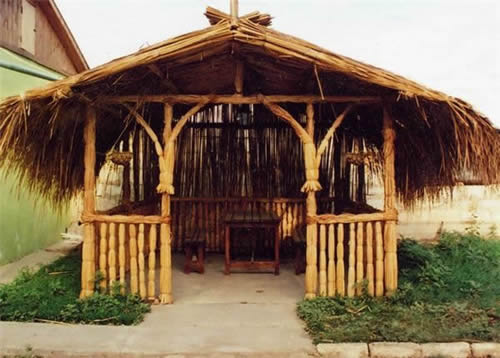 оригинальная конструкция с соломенной крышей