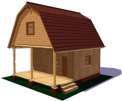 Сруб с ломанной крышей