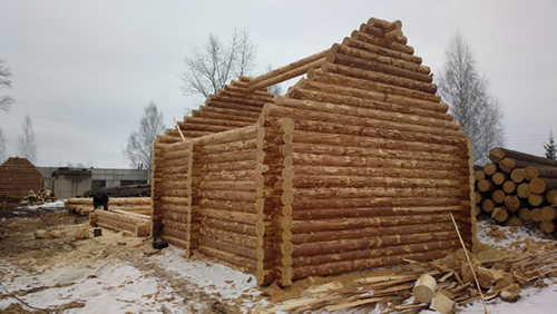 Технология строительства дома из окоренного бревна
