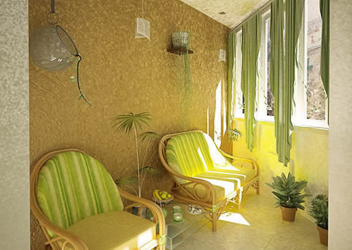 Жидкие обои на стенах лоджии